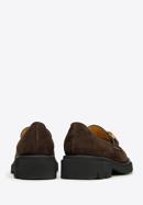 Dámské semišové boty s ozdobným řetízkem na platformě, tmavě hnědá, 97-D-104-Z-36, Obrázek 4