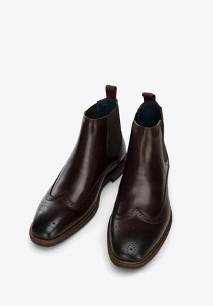 Klasické pánské kožené boty, tmavě hnědá, 97-M-506-3-41, Obrázek 1
