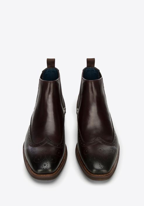 Klasické pánské kožené boty, tmavě hnědá, 97-M-506-1-41, Obrázek 3