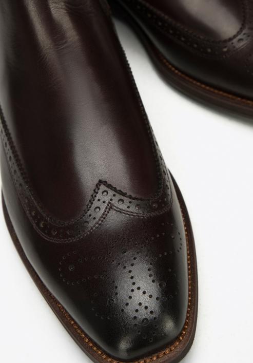Klasické pánské kožené boty, tmavě hnědá, 97-M-506-1-44, Obrázek 8
