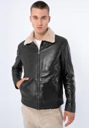 Pánská kožená bunda podšitá ekologickou kožešinou, tmavě hnědá, 97-09-857-4-XL, Obrázek 3