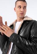 Pánská kožená bunda podšitá ekologickou kožešinou, tmavě hnědá, 97-09-857-4-XL, Obrázek 5