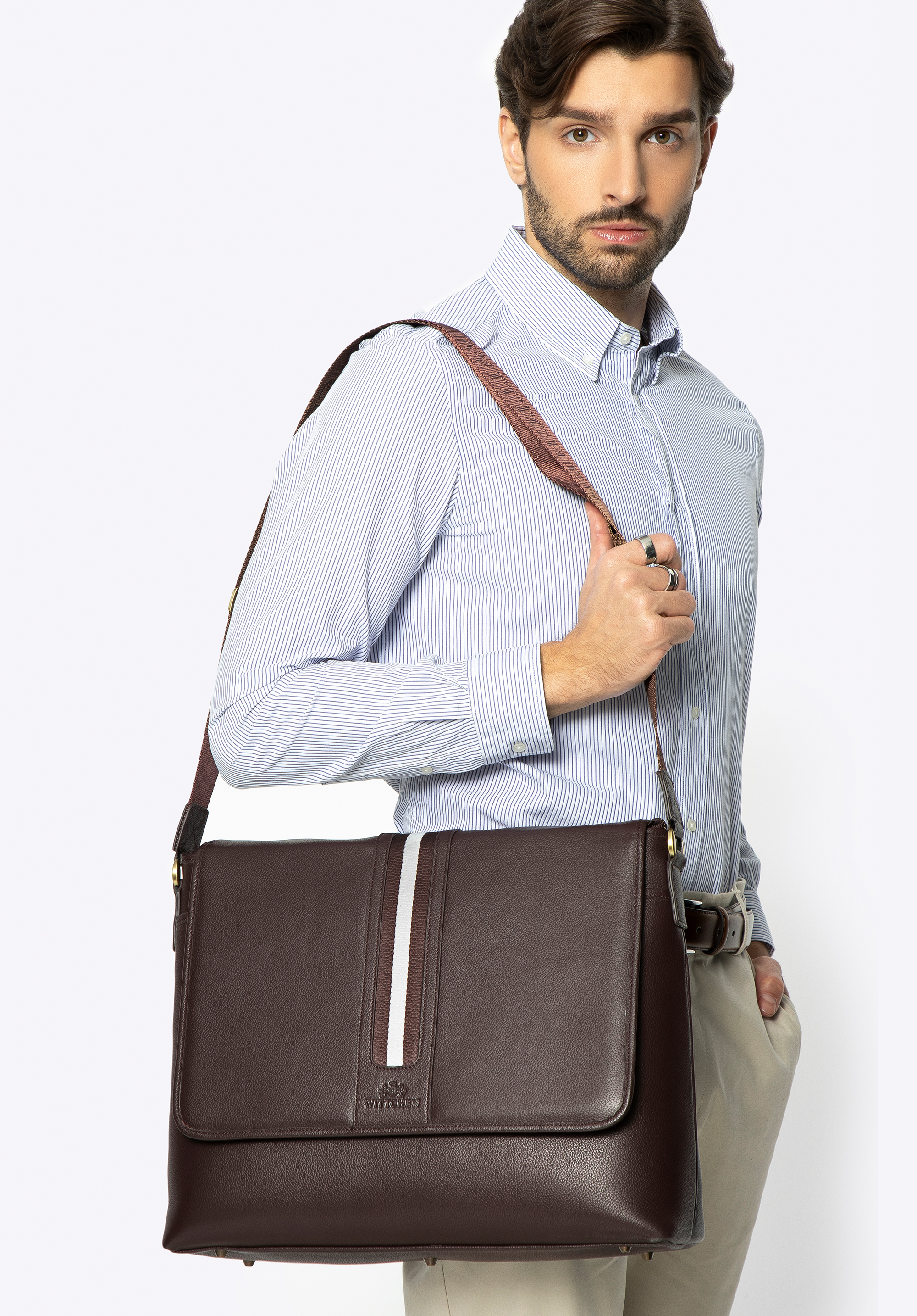 Pánská kožená taška na notebook 15,6", tmavě hnědá, 95-3U-103-4, Obrázek 1