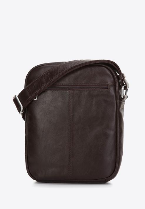 Pánská kožená taška s vypouklou přední kapsou, tmavě hnědá, 97-4U-001-1, Obrázek 2