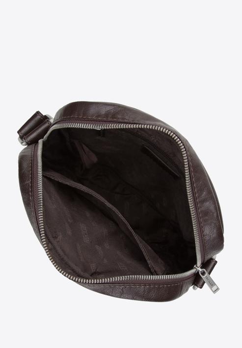 Pánská kožená taška s vypouklou přední kapsou, tmavě hnědá, 97-4U-001-1, Obrázek 3