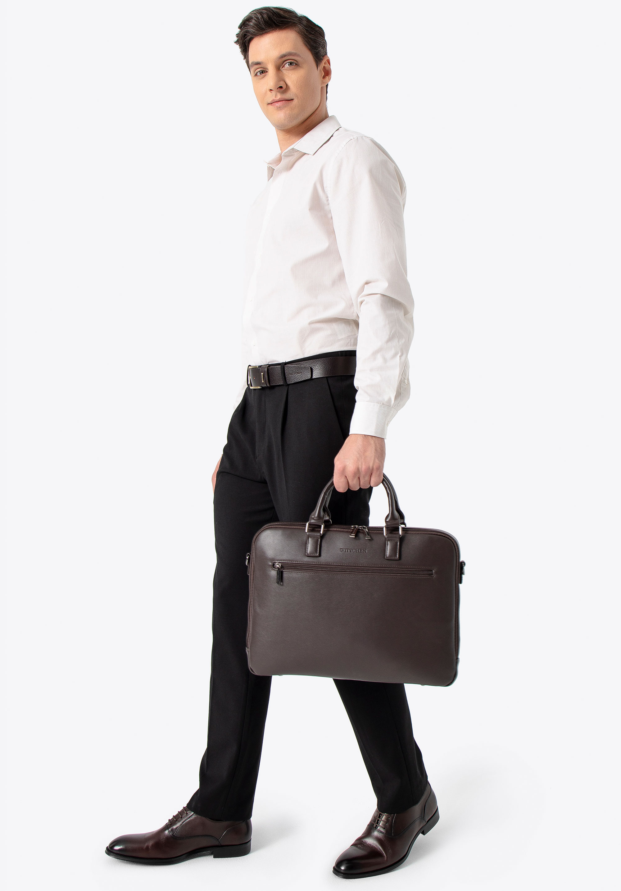 Pánská taška na 16&quot; notebook z umělé kůže, tmavě hnědá, 100-3P-907-4, Obrázek 1