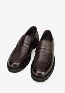 Pánské kožené boty s ozdobným lemováním, tmavě hnědá, 97-M-516-5-43, Obrázek 2