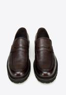 Pánské kožené boty s ozdobným lemováním, tmavě hnědá, 97-M-516-5-44, Obrázek 3