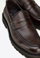 Pánské kožené boty s ozdobným lemováním, tmavě hnědá, 97-M-516-5-43, Obrázek 8
