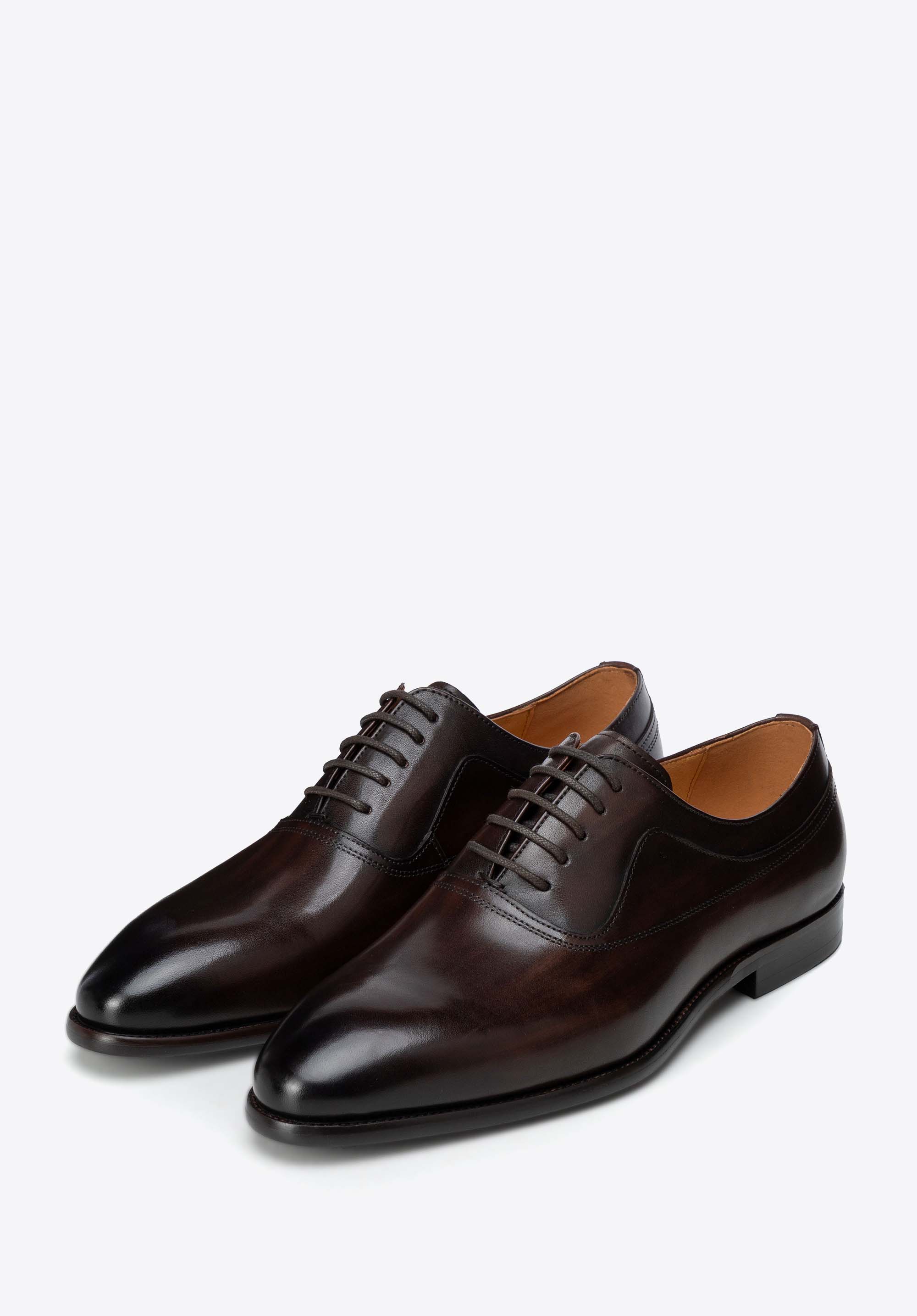 Pánské kožené oxfordské boty, tmavě hnědá, 103-M-301-4-40, Obrázek 1