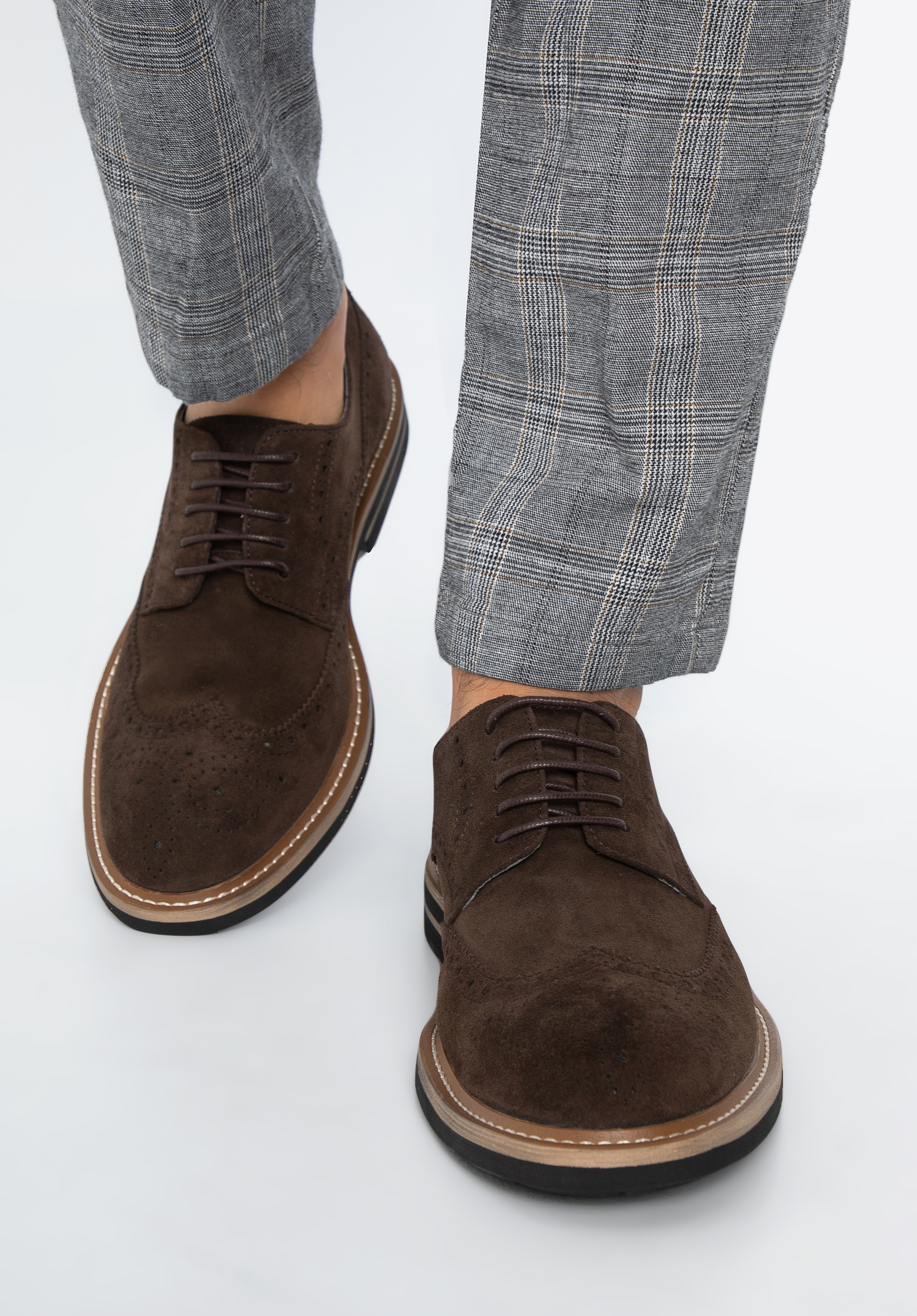 Pánské semišové brogue boty, tmavě hnědá, 96-M-703-4-45, Obrázek 1
