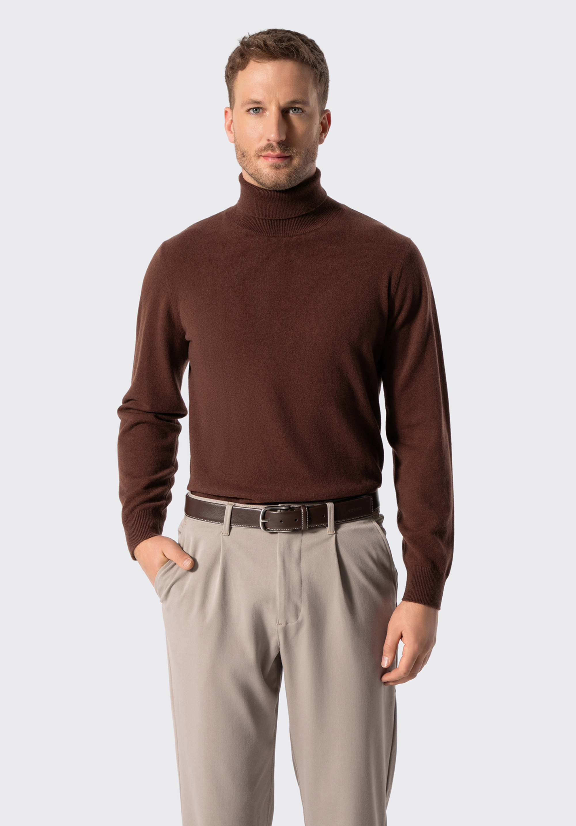 Pánský vlněný rolák, tmavě hnědá, 29-99-350-4-S, Obrázek 1