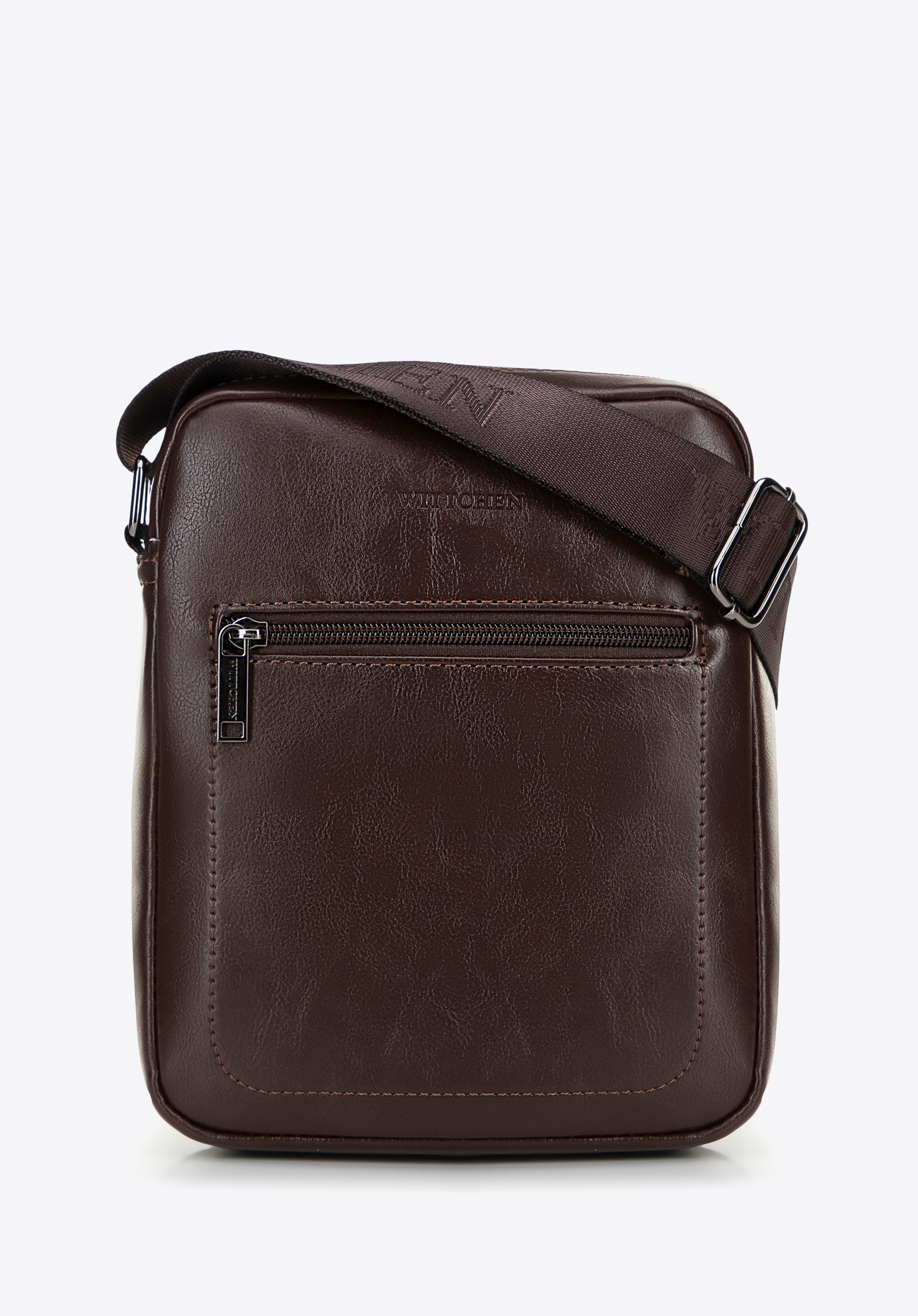 Taška  z imitaci kůže, tmavě hnědá, 100-4P-911-4, Obrázek 1