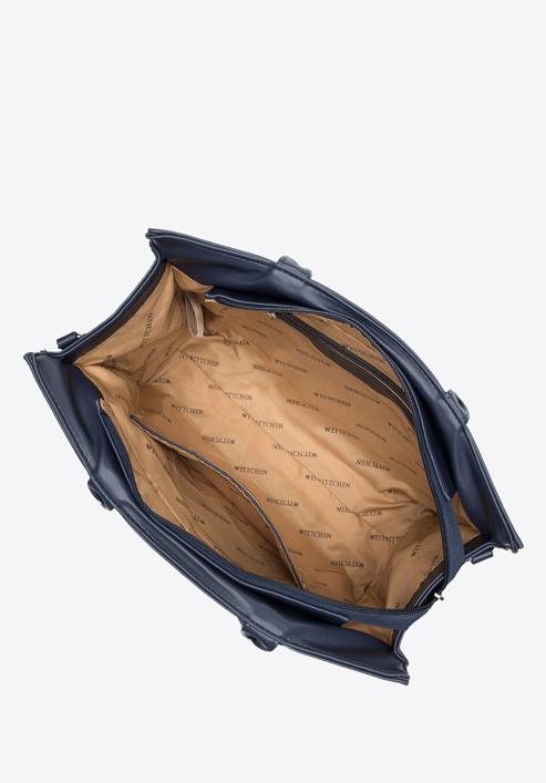 Dámská kabelka z ekologické kůže s geometrickou sponou, tmavě modrá, 97-4Y-757-F, Obrázek 3