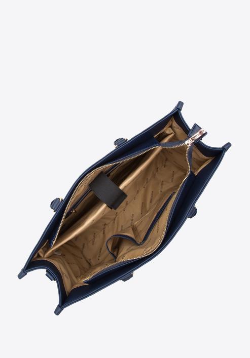 Dámská kabelka z ekologické kůže s vyraženým monogramem, tmavě modrá, 97-4Y-227-4, Obrázek 3