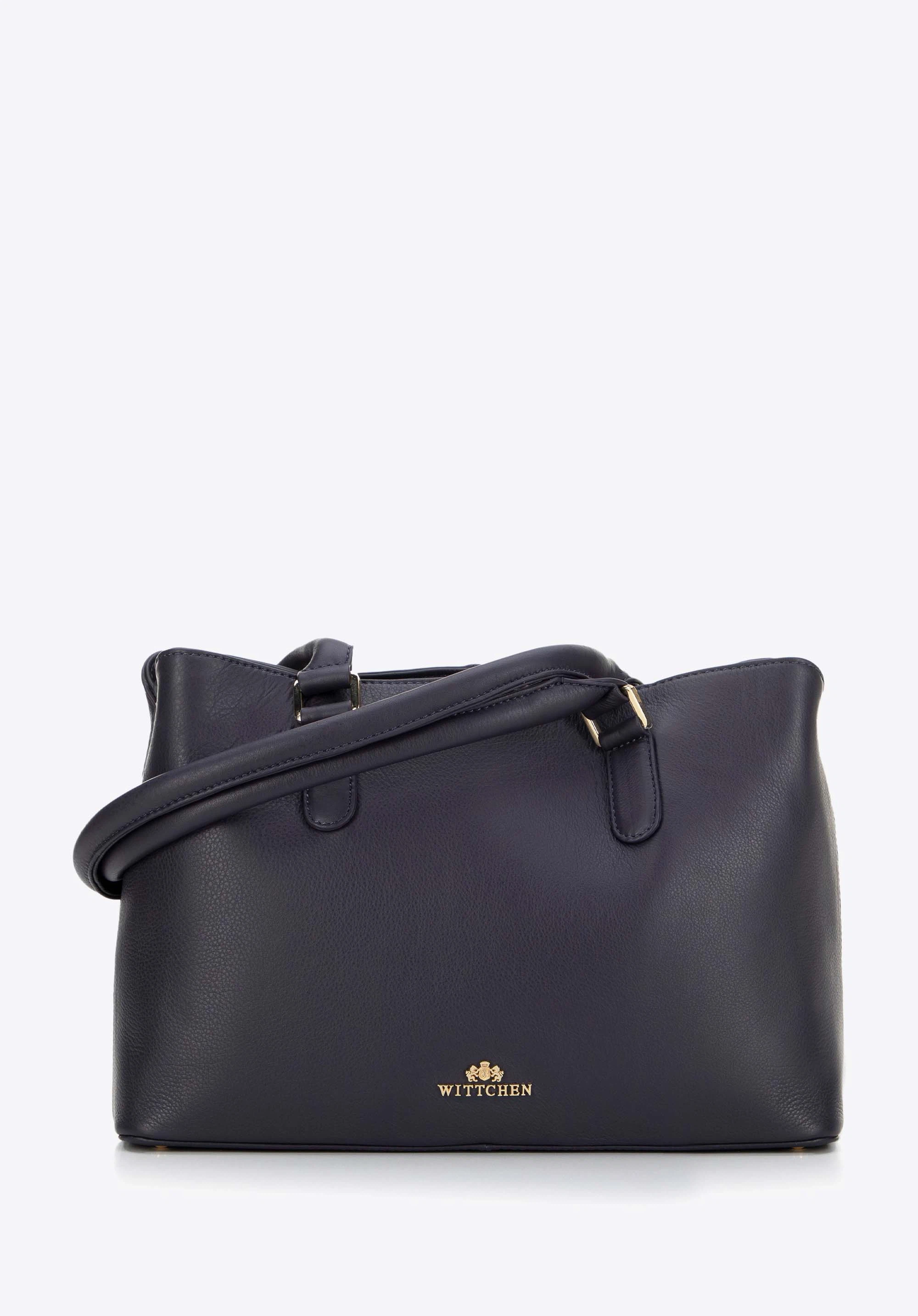 Dámská kožená shopper taška, tmavě modrá, 99-4E-018-7, Obrázek 1