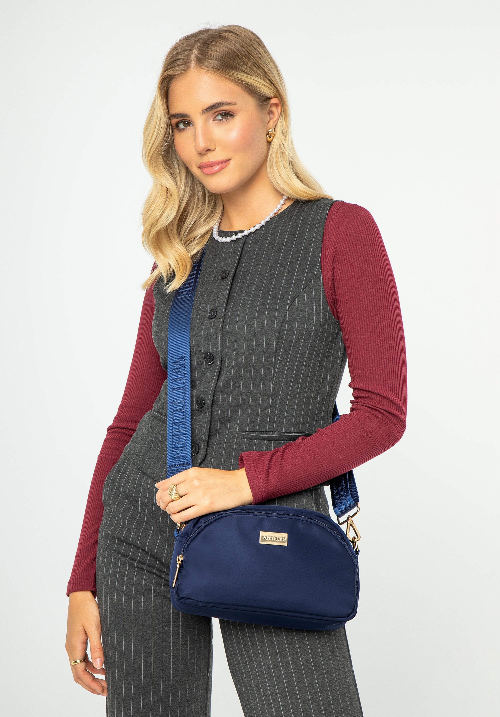 Dámská nylonová crossbody kabelka, tmavě modrá, 29-4P-204-90, Obrázek 1