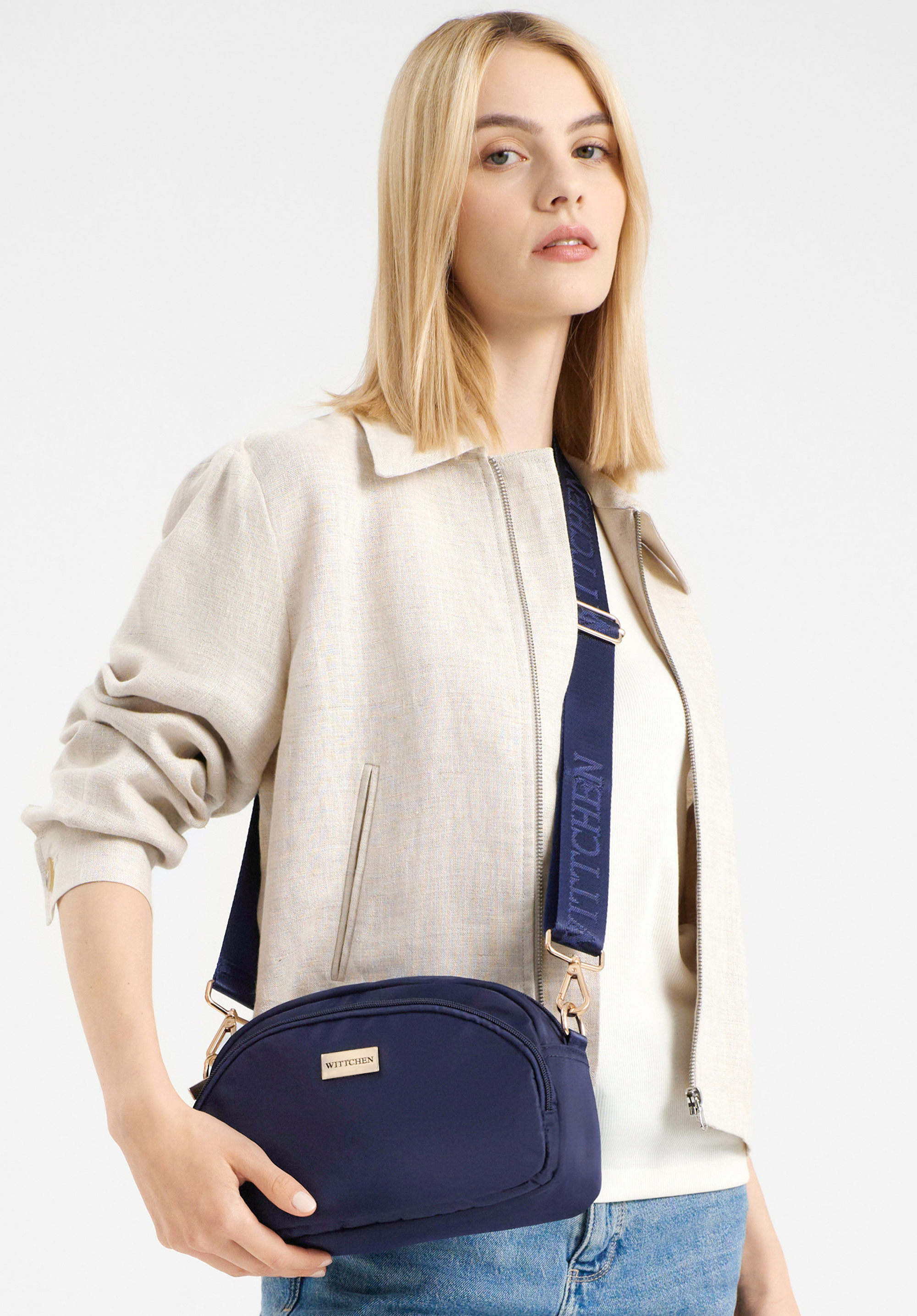 Dámská nylonová crossbody kabelka, tmavě modrá, 29-4P-204-90, Obrázek 1