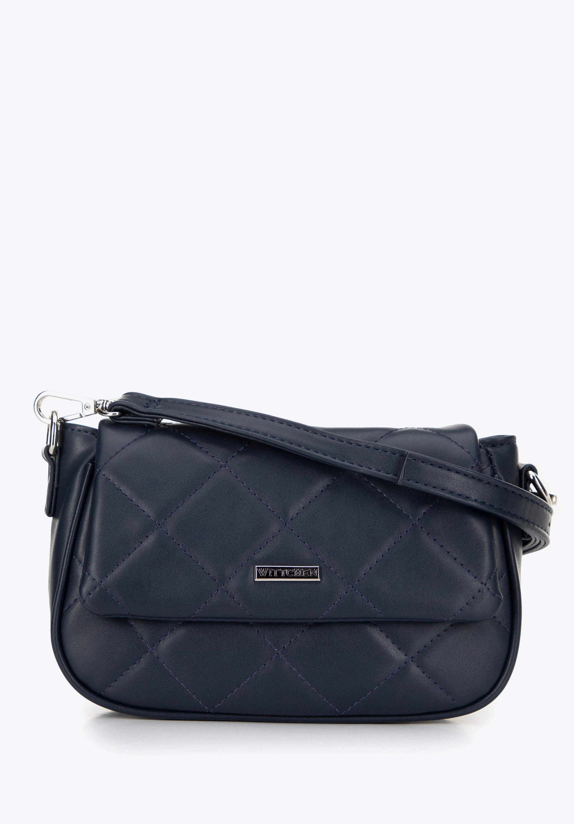 Dámská prošívaná crossbody kabelka z umělé kůže, tmavě modrá, 29-4Y-609-7, Obrázek 1