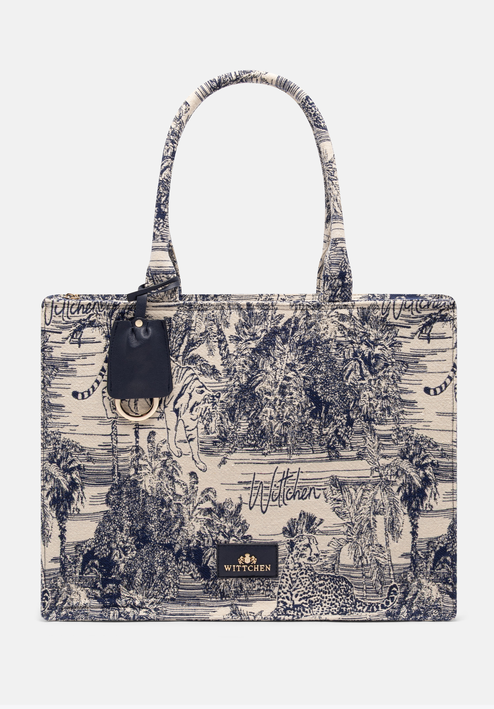 Dámská žakárová nákupní taška se vzorem, tmavě modrá, 99-4E-500-X5, Obrázek 1