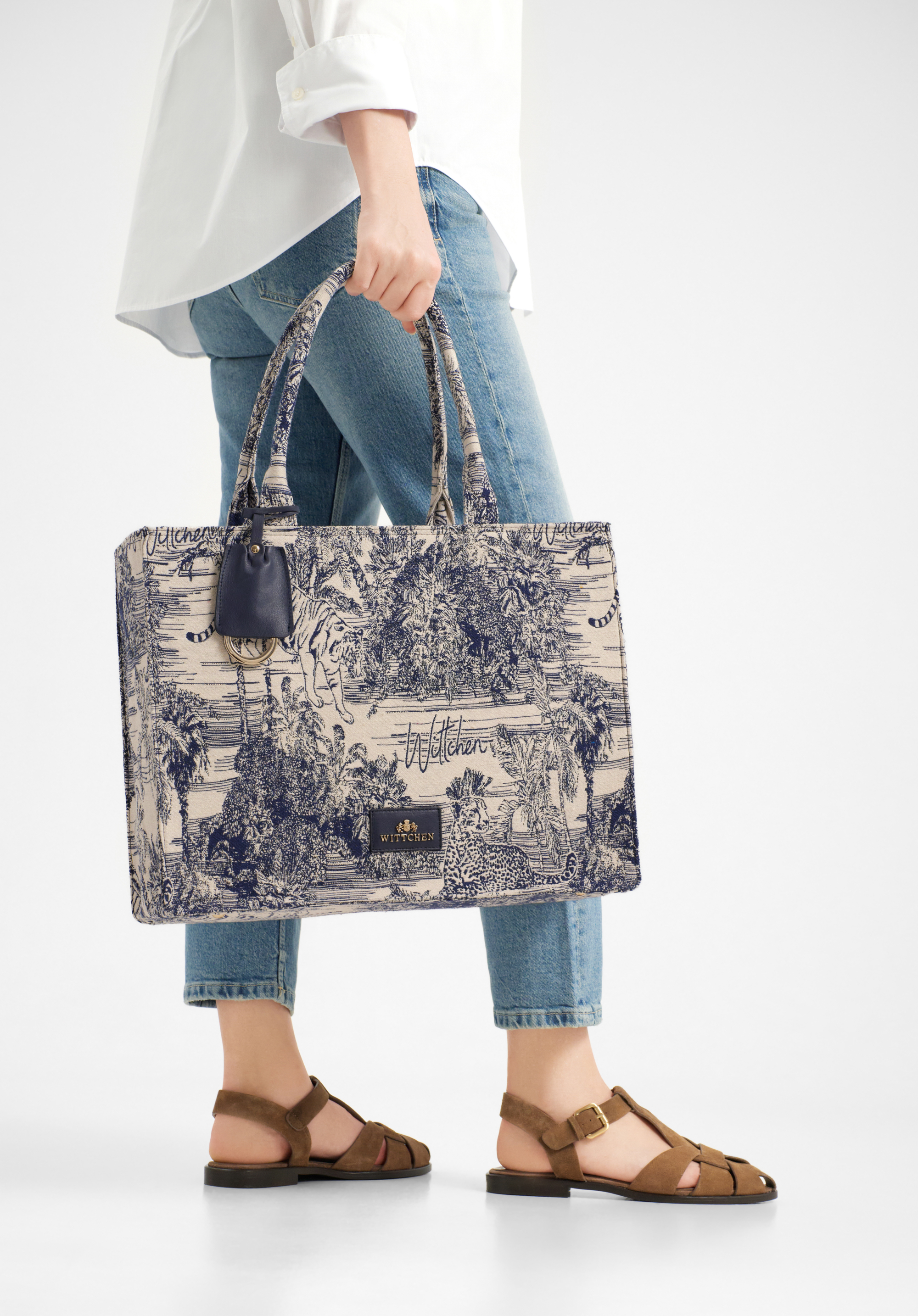 Dámská žakárová nákupní taška se vzorem, tmavě modrá, 99-4E-500-X5, Obrázek 1