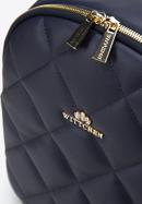 Dámský dvoukomorový prošívaný kožený batoh, tmavě modrá, 97-4E-032-7, Obrázek 4