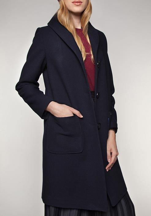 Dámský kabát, tmavě modrá, 85-9W-108-7-XL, Obrázek 1