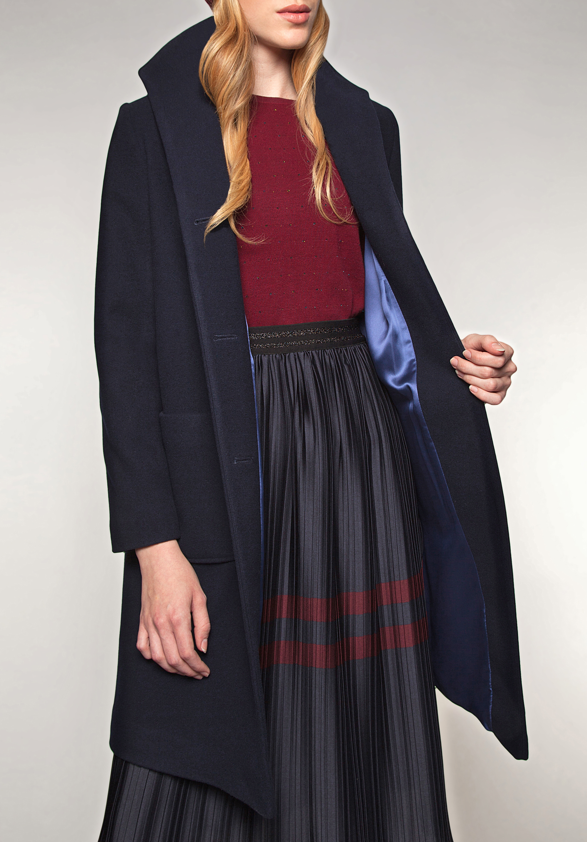 Dámský kabát, tmavě modrá, 85-9W-108-7-XL, Obrázek 1