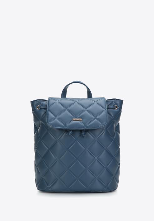 Dámsky kožený  batoh z geometricky prošívané ekologické kůže, tmavě modrá, 97-4Y-611-1, Obrázek 1