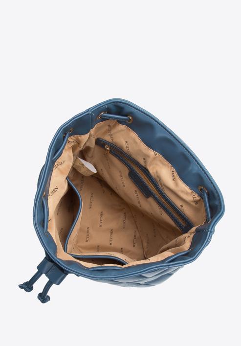 Dámsky kožený  batoh z geometricky prošívané ekologické kůže, tmavě modrá, 97-4Y-611-1, Obrázek 3