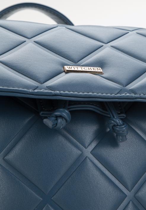 Dámsky kožený  batoh z geometricky prošívané ekologické kůže, tmavě modrá, 97-4Y-611-1, Obrázek 4
