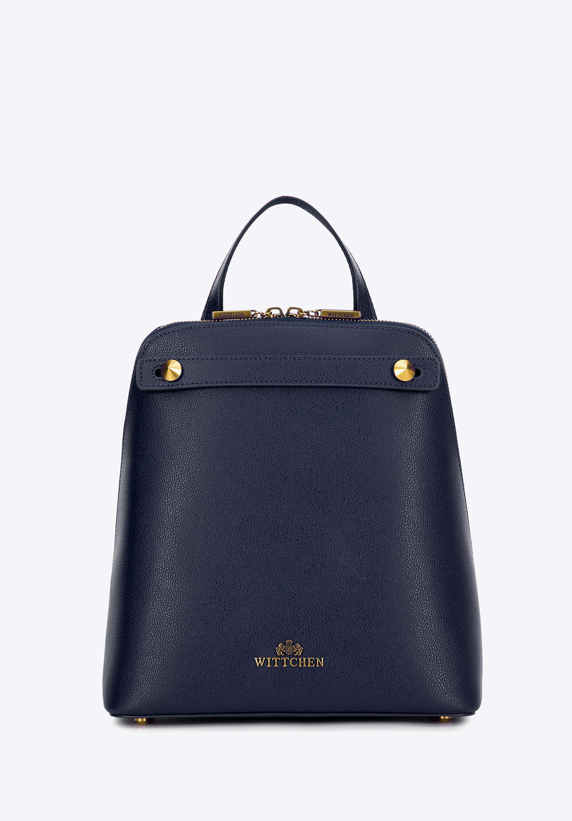 Dámský kožený lichoběžníkový batoh, tmavě modrá, 100-4E-600-7, Obrázek 1