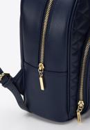 Dámský prošívaný kožený batoh s přední kapsou, tmavě modrá, 97-4E-628-3, Obrázek 4
