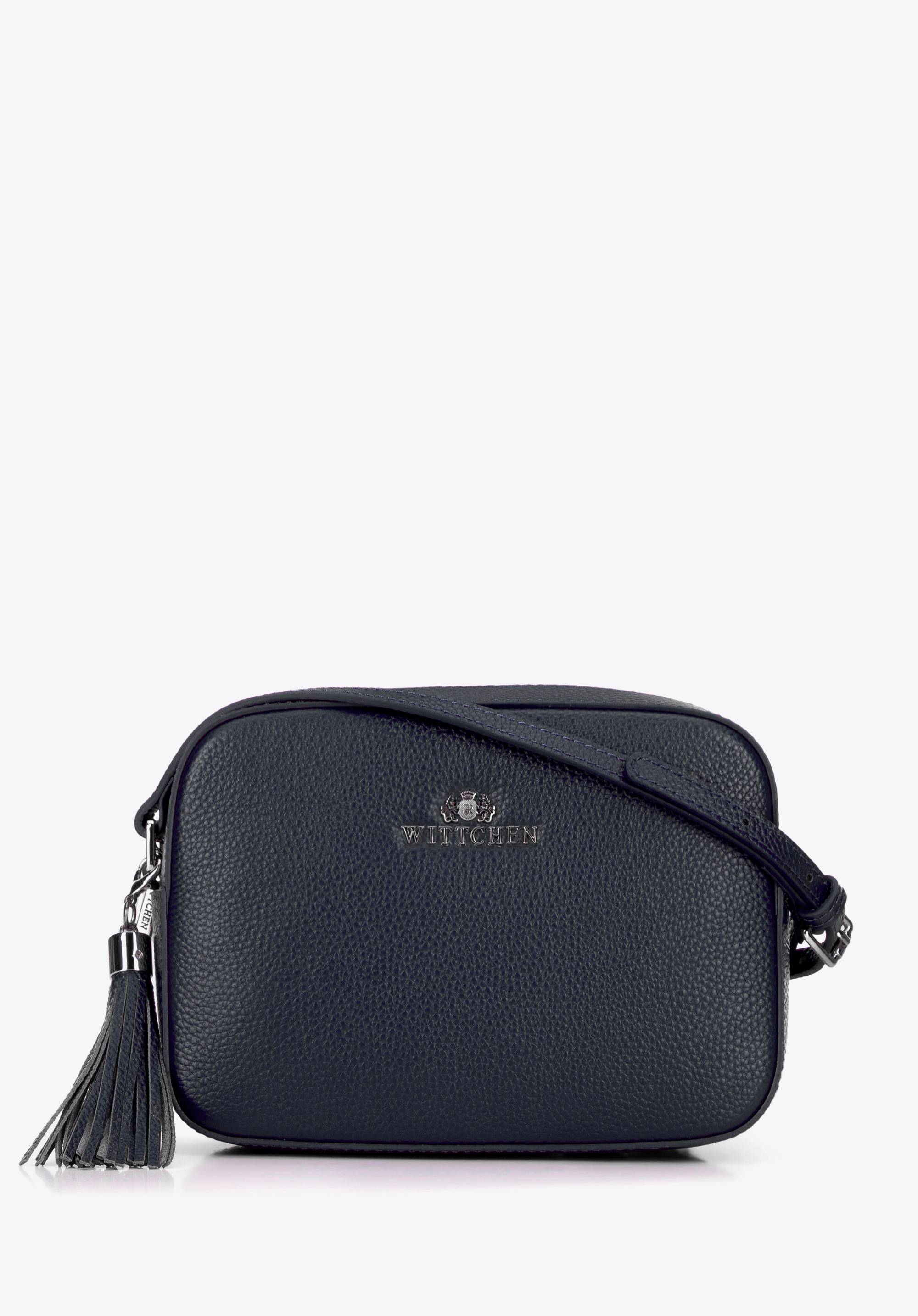 Kožená crossbody kabelka ve tvaru krabice, tmavě modrá, 29-4E-014-7, Obrázek 1