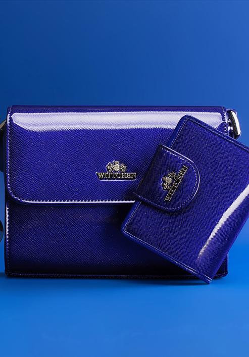 Lakovaná dámská kabelka, tmavě modrá, 25-4-104-P, Obrázek 6