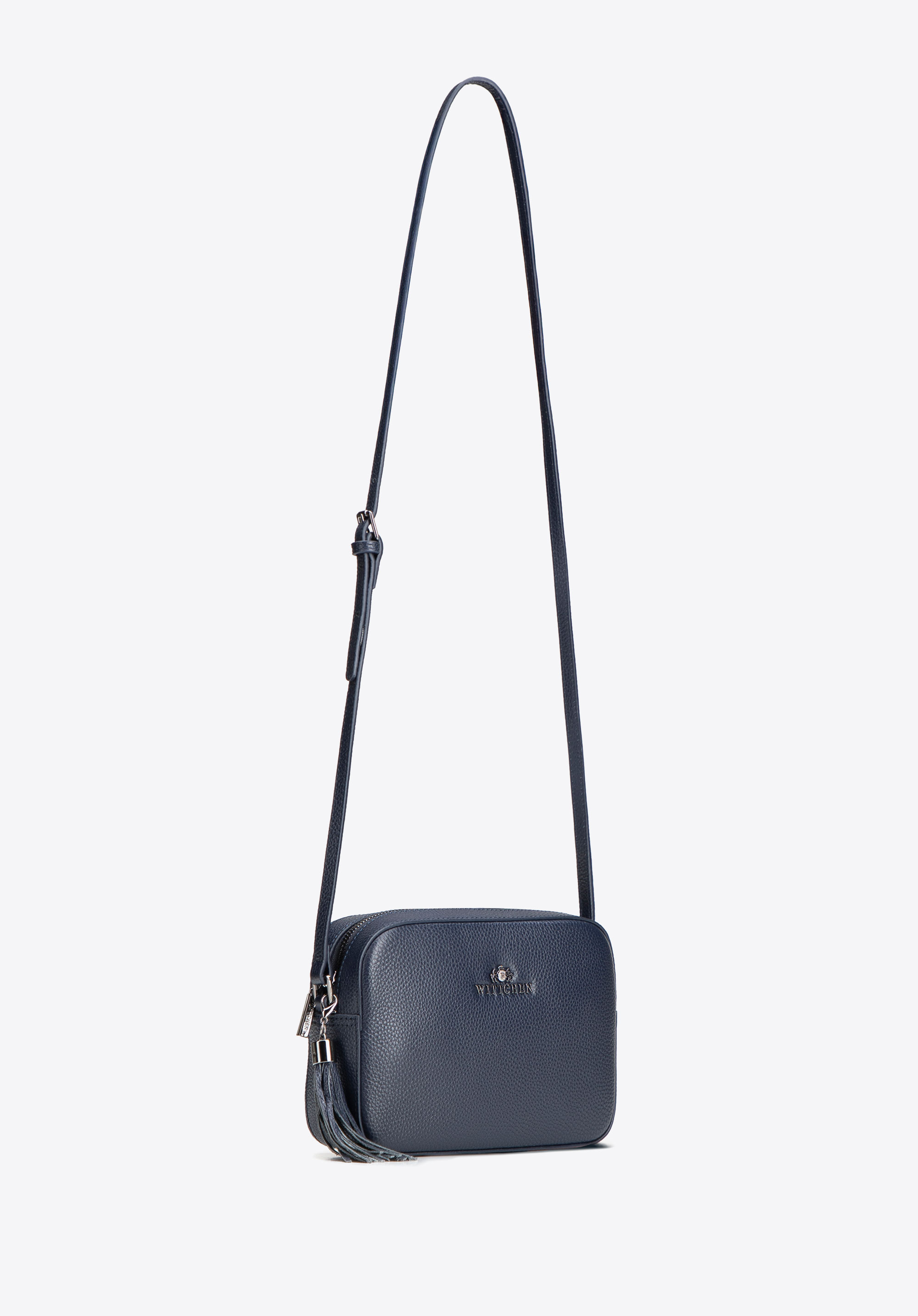 Kožená crossbody kabelka ve tvaru krabice, tmavě modrá, 29-4E-014-7, Obrázek 1