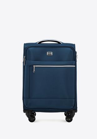 Malý měkký kufr s lesklým zipem na přední straně, tmavě modrá, 56-3S-851-90, Obrázek 1
