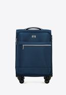 Malý měkký kufr s lesklým zipem na přední straně, tmavě modrá, 56-3S-851-35, Obrázek 1