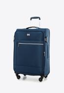 Malý měkký kufr s lesklým zipem na přední straně, tmavě modrá, 56-3S-851-10, Obrázek 4