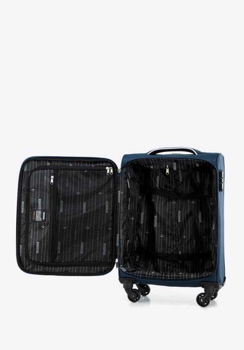 Malý měkký kufr s lesklým zipem na přední straně, tmavě modrá, 56-3S-851-10, Obrázek 5