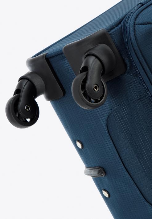 Malý měkký kufr s lesklým zipem na přední straně, tmavě modrá, 56-3S-851-35, Obrázek 6