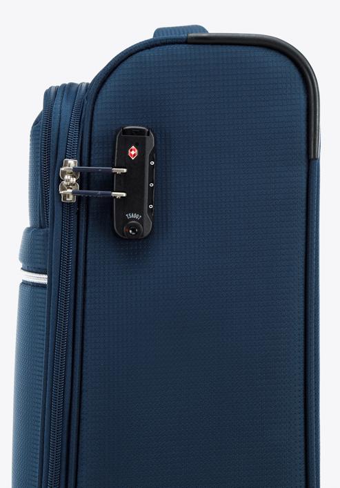 Malý měkký kufr s lesklým zipem na přední straně, tmavě modrá, 56-3S-851-35, Obrázek 7
