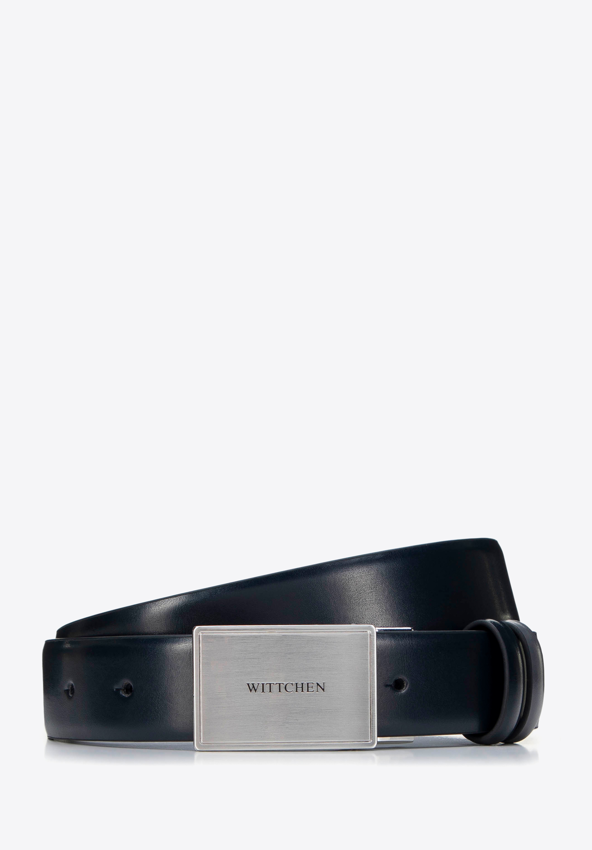 Pánský kožený opasek s plátovou sponou, tmavě modrá, 29-8M-005-7-11, Obrázek 1