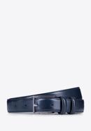 Pánský úzký kožený pásek, tmavě modrá, 98-8M-904-1-12, Obrázek 1