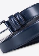 Pánský úzký kožený pásek, tmavě modrá, 98-8M-904-1-12, Obrázek 3