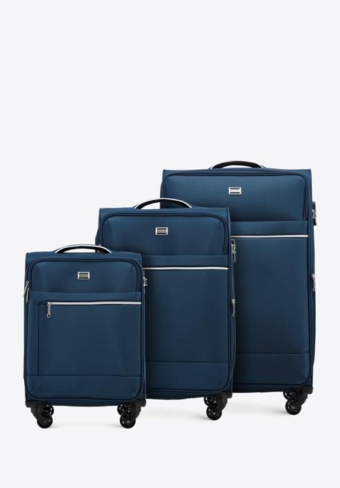 Sada měkkých kufrů s lesklým předním zipem, tmavě modrá, 56-3S-85S-86, Obrázek 1