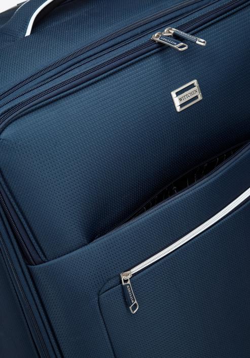 Velký měkký kufr s lesklým zipem na přední straně, tmavě modrá, 56-3S-853-86, Obrázek 11