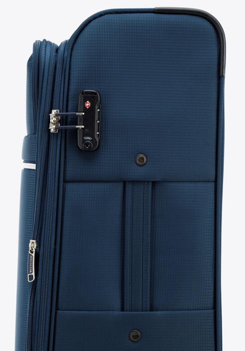 Velký měkký kufr s lesklým zipem na přední straně, tmavě modrá, 56-3S-853-86, Obrázek 7