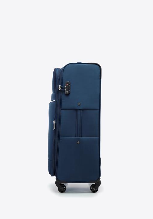 Velký měkký kufr s lesklým zipem na přední straně, tmavě modrá, 56-3S-853-10, Obrázek 2
