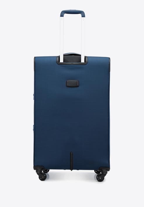 Velký měkký kufr s lesklým zipem na přední straně, tmavě modrá, 56-3S-853-10, Obrázek 3